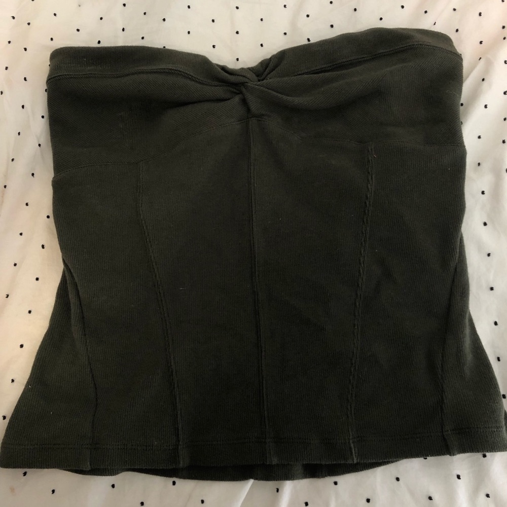 Free People Dark Green Strapless Top